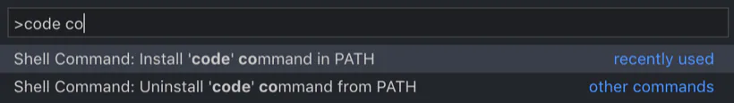 The VS Code command palette